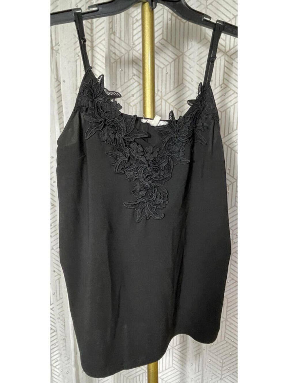 FSL Apparel Black Lace Embroidered Cami/ Tank Top Women's Size M EUC Boho Chic
